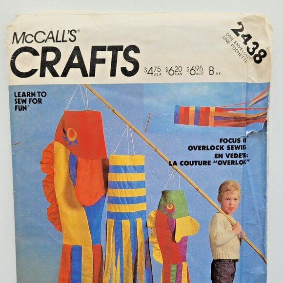 Vintage 1980's McCalls Crafts Pattern 2438 Windsocks - Picture 2 of 2